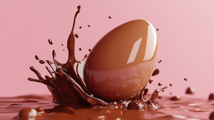 Chocolate easter egg splash. Generative AI