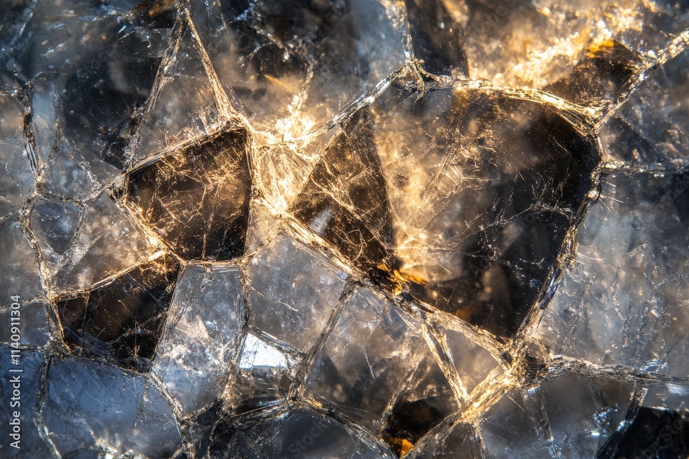 Poster dazzling close-up of clear crystal formations reflects various textures and colors, showcasing the i