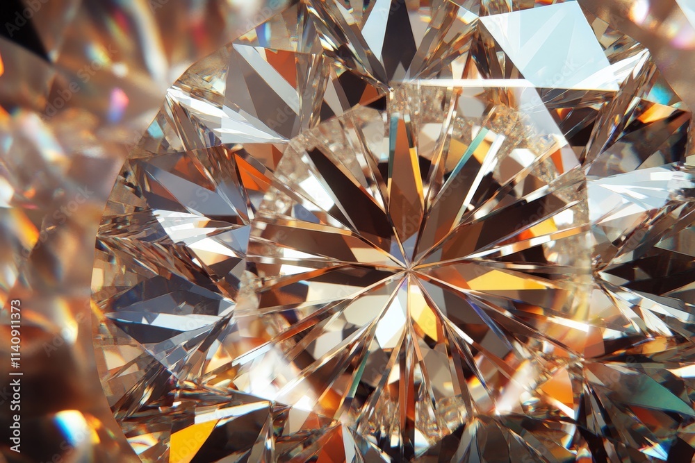 Poster a breathtaking close-up of a beautifully cut diamond, revealing a stunning pattern of reflections an