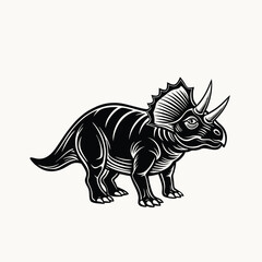 Fototapeta premium Sketch dinosaur triceratops vector illustration. Natural prehistoric extinct animal of the Jurassic period. Vector illustration