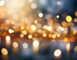 abstract blurred lights soft focus bokeh lights warm gold and cool white hues create a serene atmosphere subtle mystery and calm