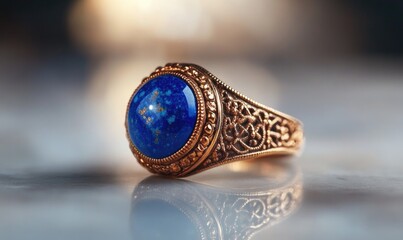 A blue stone ring with gold accents