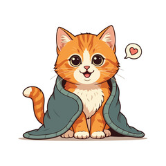 Cute Cat Cartoon Vector Icon Illustration. Animal Nature Icon Concept Isolated Flat Cartoon Style