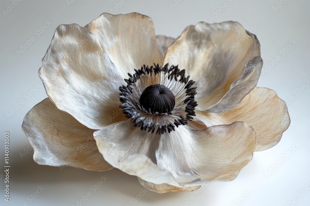 Poster an artistic representation of a flower showcases an elaborate design with delicate petals and a dram