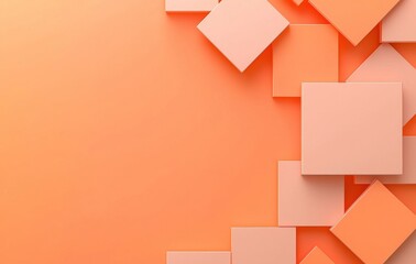 An abstract background designed with a checkered pattern of orange autumn hues, perfect for Halloween and Thanksgiving, featuring layered shapes including angled lines, blocks, squares, diamonds,