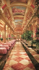 Obraz premium Luxurious spa interior with elegant decor and relaxing ambiance.