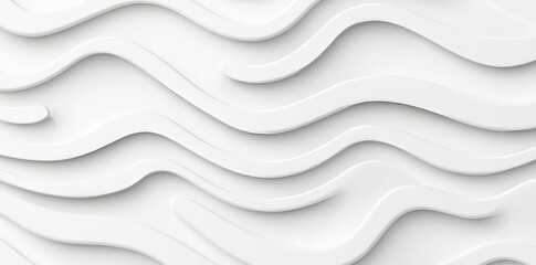 Obraz premium A white, seamless 3D pattern of waves with light and shadow effects, intended for wall decoration.