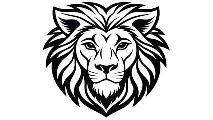 Fototapeta premium Lion Face line art Vector Illustration Black