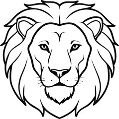 Lion Face line art Vector Illustration Black