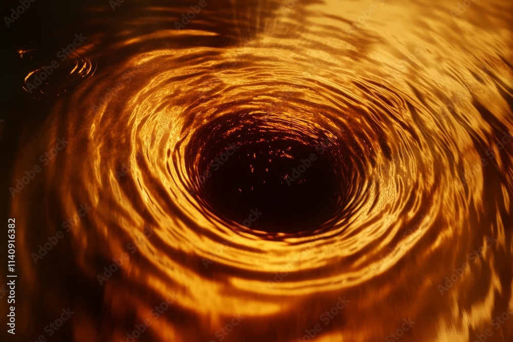 Poster An artistic representation of a circular ripple effect in dark water, evoking a sense of calmness and introspection, while showcasing the beauty of movement in liquid forms.
