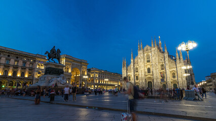 Milan Cathedral day to night timelapse Duomo di Milano is the gothic cathedral church of Milan, Italy.