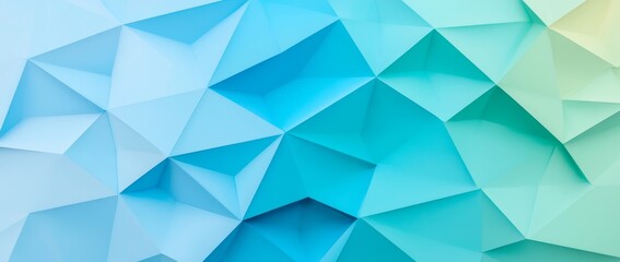Obraz premium A blue-green backdrop featuring a geometric design with angles, triangles, and a soft texture, perfect for spring or Easter with its polygon-style illustration.