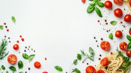 Fresh Spaghetti with Tomato and Basil Ingredients