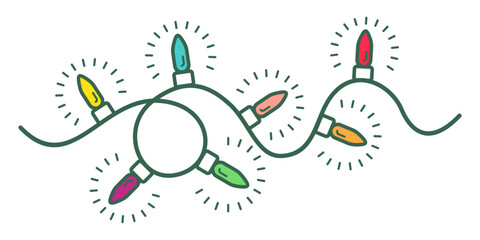 Christmas lights with flat vector design