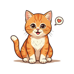 Cute Cat Cartoon Vector Icon Illustration. Animal Nature Icon Concept Isolated Flat Cartoon Style