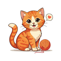 Cute Cat Cartoon Vector Icon Illustration. Animal Nature Icon Concept Isolated Flat Cartoon Style