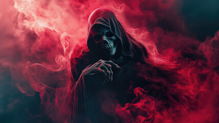 Grim reaper, generative ai death illustration of a scary, horror shot