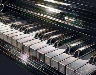 Obraz premium illustration of piano keys notes for your design on transparent piano keyboards various angles and views