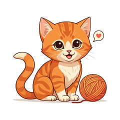 Cute Cat Cartoon Vector Icon Illustration. Animal Nature Icon Concept Isolated Flat Cartoon Style