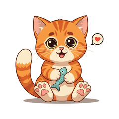 Cute Cat Cartoon Vector Icon Illustration. Animal Nature Icon Concept Isolated Flat Cartoon Style