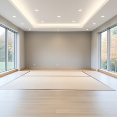 Meditation Room Sand-Colored Mats with Silk Borders for a Calm and Peaceful Atmosphere