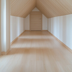 Fototapeta premium Wooden Attic Access Hallway: Close-Up View of Vintage Pull-System Design