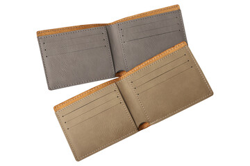 Colorful leather man wallet. isolated white background.