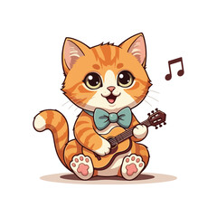 Cute Cat Cartoon Vector Icon Illustration. Animal Nature Icon Concept Isolated Flat Cartoon Style