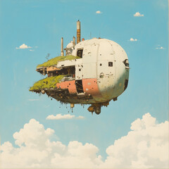 abstract painting with colorful background and dreamlike imagery