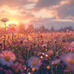 Obraz premium sunset in the field