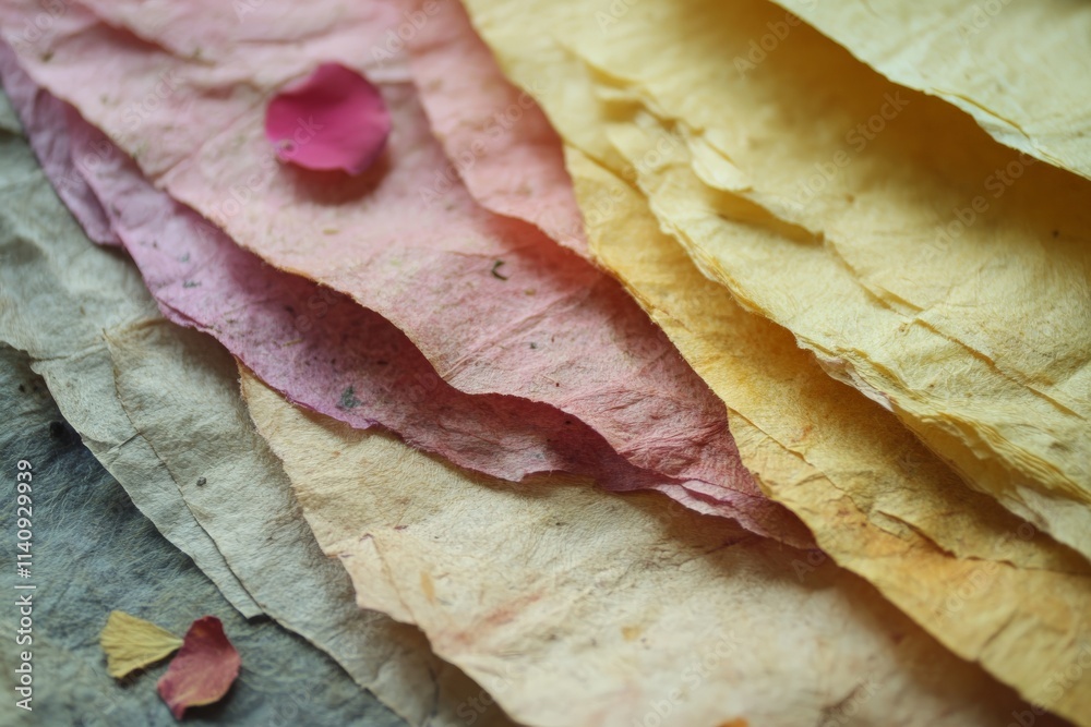 Leinwandbilder a close-up view of layered colorful handmade paper, showcasing its rich textures and diverse hues th