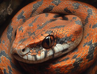 Fototapeta premium Detailed Close-Up of a Snake Showing Its Intricate Scales