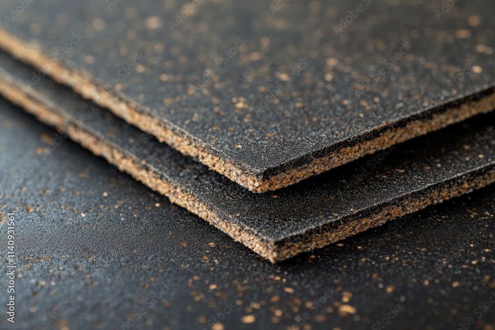 Leinwandbilder This close-up image displays rough textured black paper adorned with speckles, creating an engaging visual that embodies elegance and depth in monochrome design.