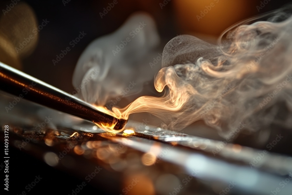 Aufkleber the image showcases a torch producing both flame and smoke during the metalwork crafting process, hi