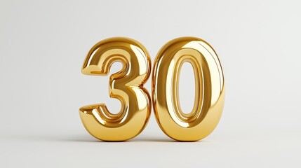 Obraz premium A golden number 30 on a white background