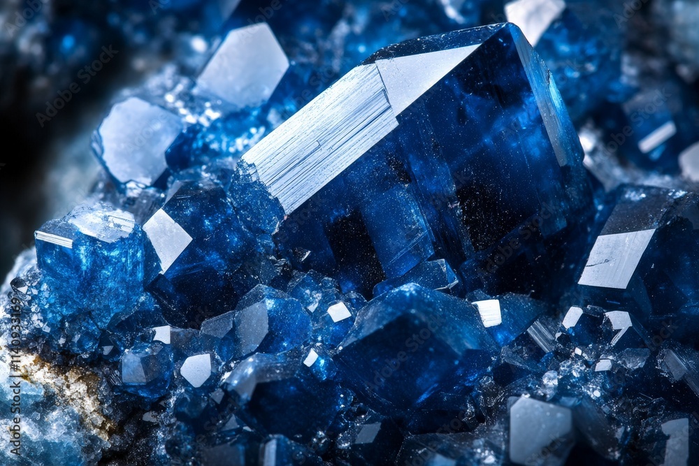Poster stunning blue crystals showcasing intricate details and vibrant color, ideal for use as a captivatin