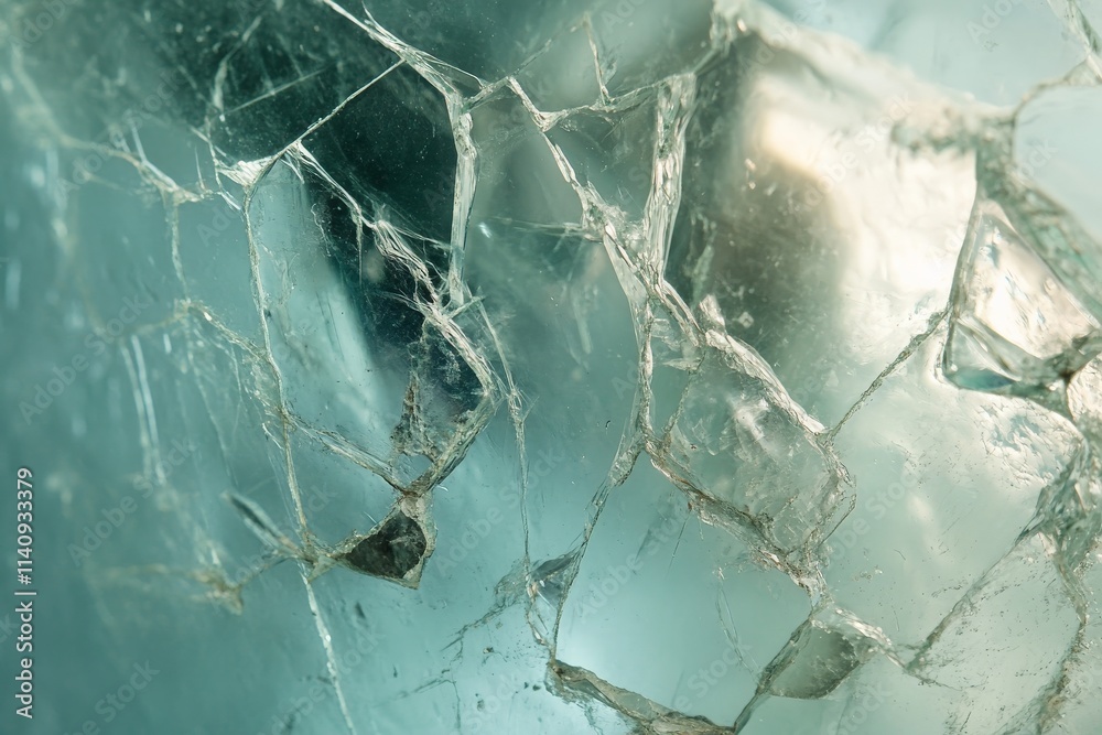 Poster this captivating image depicts shattered glass, revealing intricate patterns and textures, symbolizi