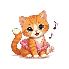 Cute Cat Cartoon Vector Icon Illustration. Animal Nature Icon Concept Isolated Flat Cartoon Style