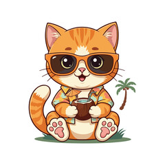 Cute Cat Cartoon Vector Icon Illustration. Animal Nature Icon Concept Isolated Flat Cartoon Style