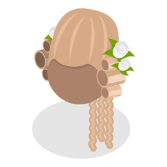 3D Isometric Flat  Set of Elegant And Ornate Hairpieces. Item 4