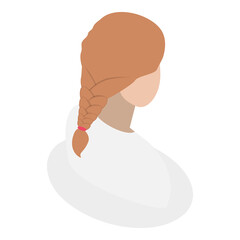 3D Isometric Flat  Set of Lady Hairstyles. Item 6