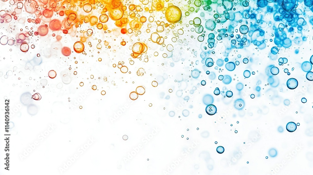 Wall mural a colorful background featuring water bubbles at the base and below the bubbles in the lower part of