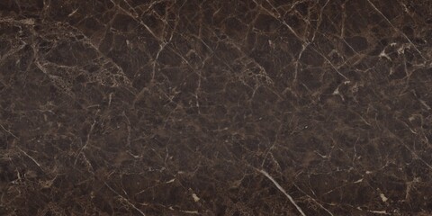Abstract background with slab of dark brown marble with intricate white and lighter brown veining patterns throughout. The marble has a polished surface, giving it a glossy appearance
