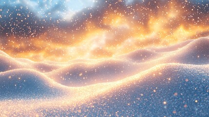 A snow covered landscape with a blue sky and clouds