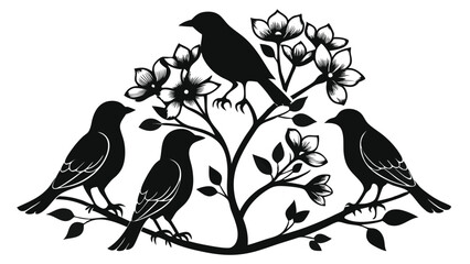 set of birds silhouettes
