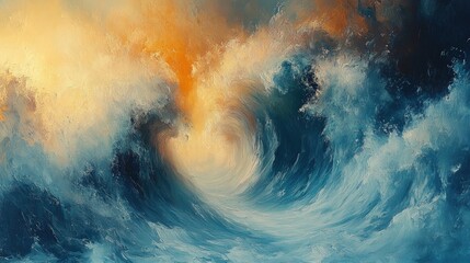 Fototapeta premium Abstract painting, swirling ocean waves, textured.