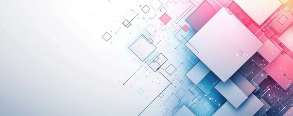 Obraz premium Abstract white card with colorful geometric shapes and gradients