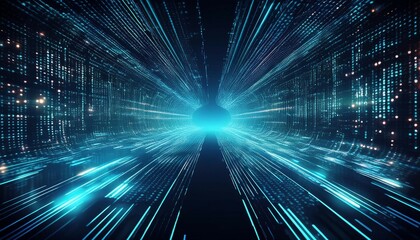 digital data flow tunnel futuristic technology network cyber space data center digi
