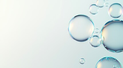   Water bubble cluster on azure sea surface under bright blue sky