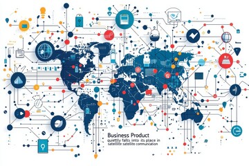 Obraz premium Illustration of global network and communication systems with connections